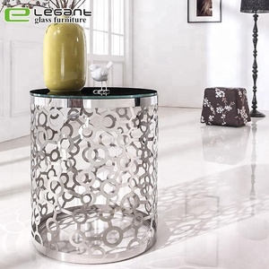 Meuble d'art contemporain, <span class=keywords><strong>pieds</strong></span> <span class=keywords><strong>en</strong></span> acier inoxydable, <span class=keywords><strong>table</strong></span> basse <span class=keywords><strong>en</strong></span> <span class=keywords><strong>verre</strong></span> ovale noir - Product Image 5