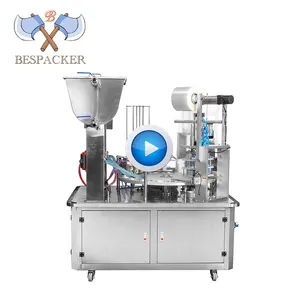 Bespacker-Máquina de llenado y sellado de vasos de yogur de plástico de tipo rotativo, precio de