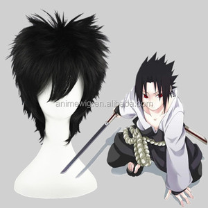 Haute qualité 35cm courte droite <span class=keywords><strong>Uchiha</strong></span> <span class=keywords><strong>Sasuke</strong></span> perruque noire Cosplay synthétique Anime Peluca perruques de cheveux résistants à la chaleur - Product Image 1