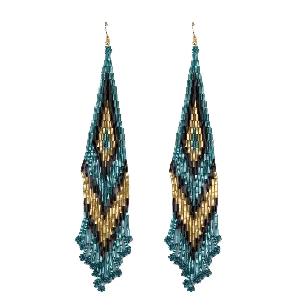 2019 Statement Seed Bead Handmade Drop Earrings Bead Long Tassel Earrings