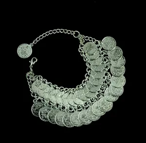 Турецкий Шарм-браслет Винтажный стиль ручной работы этнический Монета браслет праздничный костюм