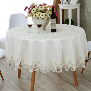 Bianco rotondo hotel poliestere <span class=keywords><strong>tovaglia</strong></span> di <span class=keywords><strong>pizzo</strong></span> tavolo/tavola di nozze panno, tovaglie per alberghi - Product Image 4