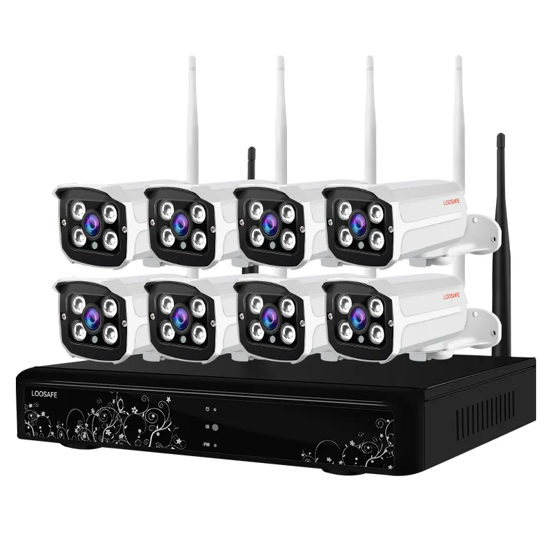 Mejor Producto 8ch kit de cámara inalámbrica 2mp de seguridad cctv sistema de grabación kit con al aire libre HD IR visión nocturna ip cámara wir