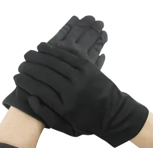 Özel logo baskılı lüks siyah ipek iç pamuklu takı eldiven