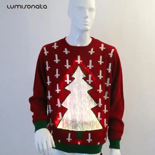 RGB lighting Luminous LED fiber optical custom christmas sweater
