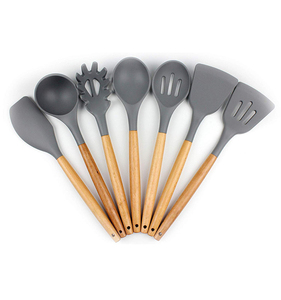 New Custom Đá Cẩm Thạch Speckled Silicone Đồ Dùng Nhà Bếp Bằng Gỗ Xử Lý Nấu Ăn Đồ Dùng <span class=keywords><strong>Set</strong></span> - Product Image 4