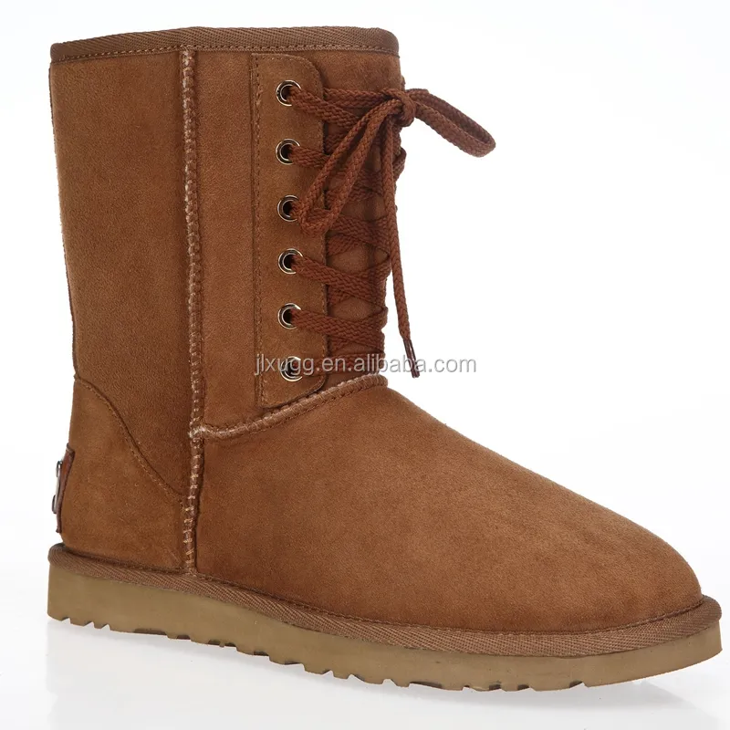 Factory Low Price Chinese Supplier Fur Men Snow Boots Lace Up Cow Suede Natural Shearling Wool Lined Men Ankle Boots For Men