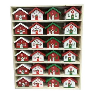 Tabletop Xmas Countdown 24 Tage Holz Advents kalender Candy House Aufbewahrung boxen Dekoration für Kinder Geschenk