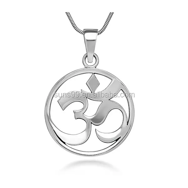 Edelstahl 24 Mm Open Aum Om Ohm Sanskrit Symbol Yoga Charm Anhänger Halskette