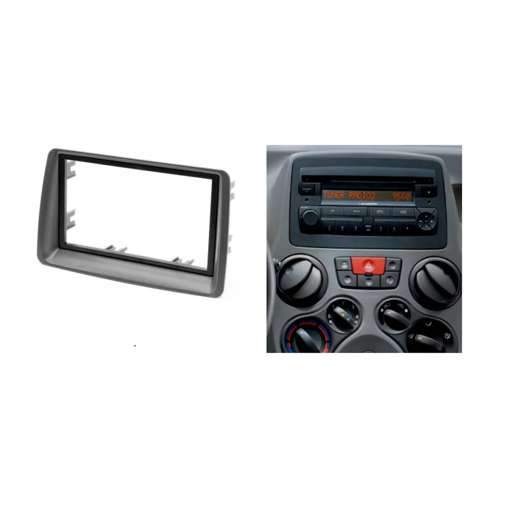 2 DIN Car Radio Frame Fascia for Fiat Panda Double Din Stereo Dash Mounted Installation Trim Bezel Kit