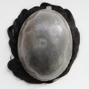 Qingdao HZXHair Sistema di Sostituzione Dei <span class=keywords><strong>Capelli</strong></span> 1B Nero e Marrone e Biondi Colore Medio Densità Sottile Della Pelle Dei <span class=keywords><strong>Capelli</strong></span> di Remy per Gli Uomini parrucchino - Product Image 3