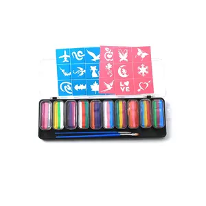 High Quality Washable and Water-Based Face Paint Set with Abstract Black and White Blue Yellow Flag Body Art Painting