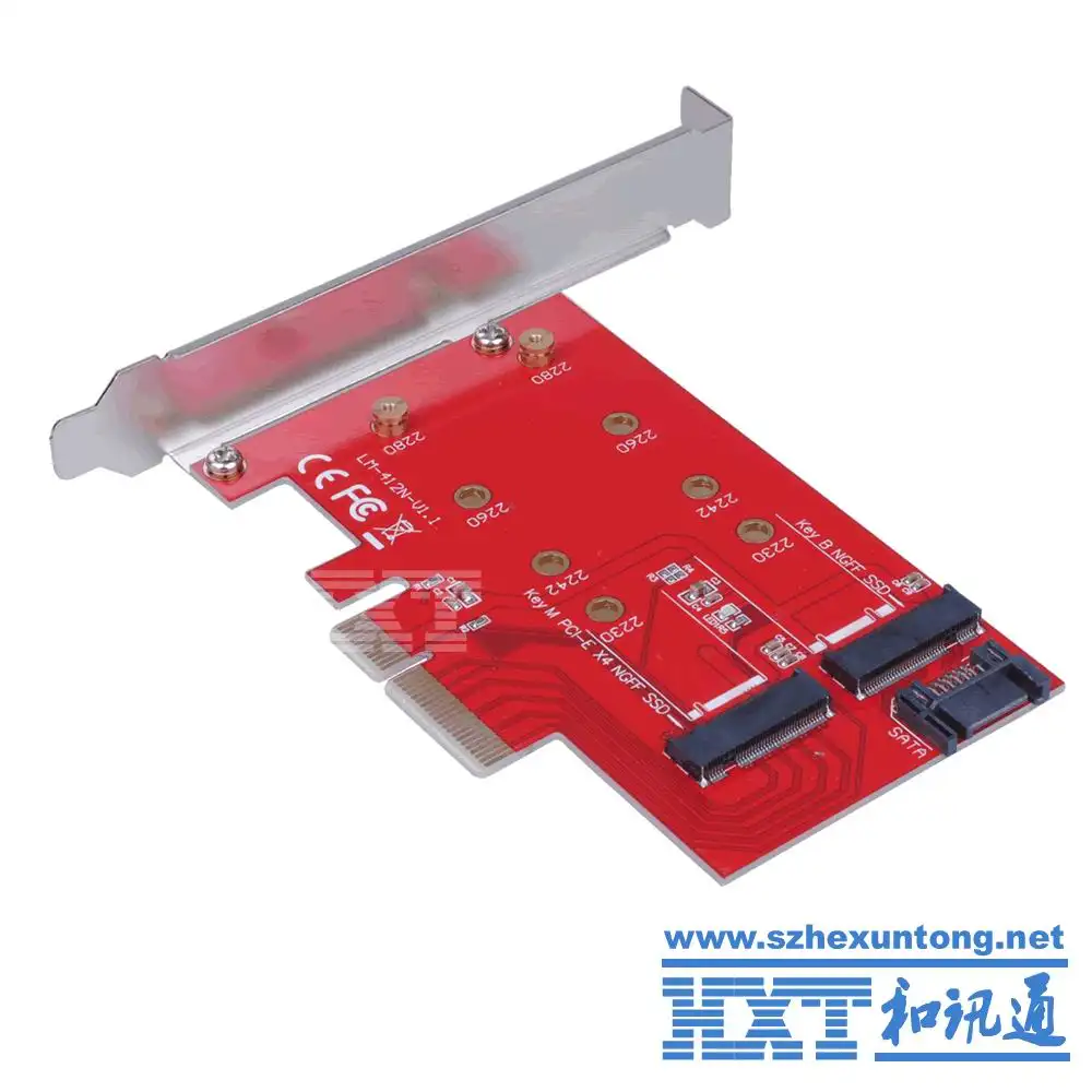 Wholesale 2 Port NGFF M.2 B + M Key SSD to PCI-E PCI Express 4X 4 Lane Adapter with low profile bracket