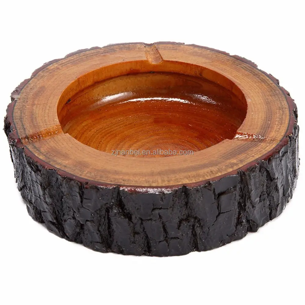 2024 Custom varnished natural wood ashtray small log ash tray
