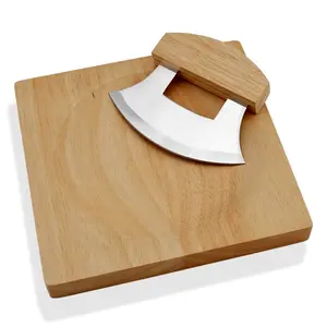 Ulu faca para corte de vegetais, ferramenta de corte de legumes, aço inoxidável de alta qualidade, alimentos de cozinha com placa de corte, emborrachada