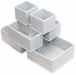 Tela plegable caja de almacenamiento armario cómoda cajón divisor organizador Basket bins para la ropa interior Bras, gris - Product Image 2