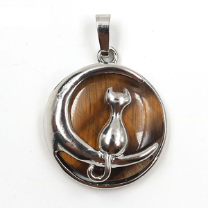 Liontin Batu Alam Bentuk Bulan Sabit Grosir dengan Lapisan Perak CAT Chakra Healing Reiki untuk Pembuatan Perhiasan - Product Image 5