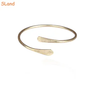 SLand Jewelry Manufacturer cheap wholesale raw brass bangle bracelets for women adjustable wrist cuff with flat end