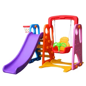 bermain slide ayunan 1 tahun Suppliers-Desain Baru Berwarna-warni untuk Dalam Ruangan Plastik Bermain Slide dengan Swing Dikombinasikan Mainan untuk Anak