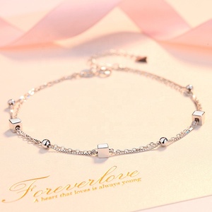 925 <span class=keywords><strong>argento</strong></span> Sterling bracciali donne ragazze doppio strato Multi pietra <span class=keywords><strong>argento</strong></span> cavigliere 925 per le donne - Product Image 2