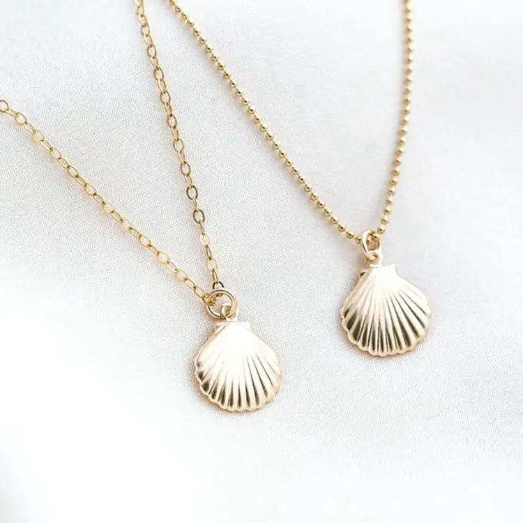 Oro Shell collar pequeño collar de concha, concha de almeja collar como Mar Océano amante regalo