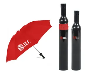 Guarda-chuva dobrável de garrafa de vinho, alta qualidade, design criativo, personalizado, manual, aberto, formato de garrafa, venda no atacado