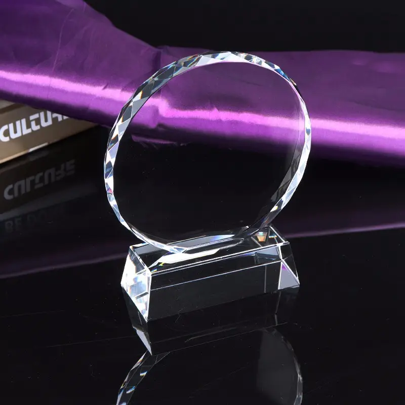 Glass Sun Flower Cup Crystal Round Trophy for Achievement Award