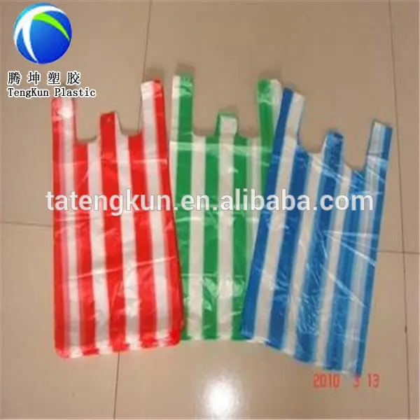 60 micras de compras de diseño raya paquete de polietileno de baja densidad bolsa de plástico
