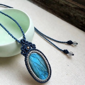 Ciondolo Naturale all'Ingrosso per Intaglio Fai-da-Te in Pietra di Luna <span class=keywords><strong>Blu</strong></span> Scuro e Labradorite Semi-Preziosa - Product Image 2