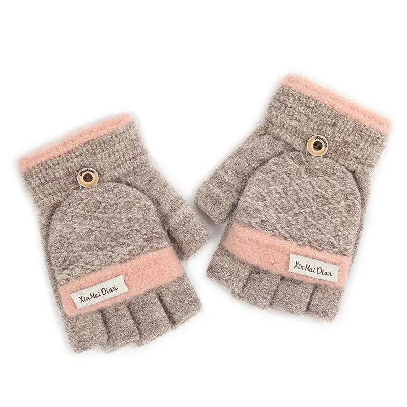 Women Stretch Knitted Fingerless Winter Warmer Mittens Gloves