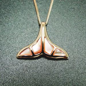 925 Sterling Silber Rose Gold Plated Pink Perlmutt Wal schwanz Anhänger - Product Image 2