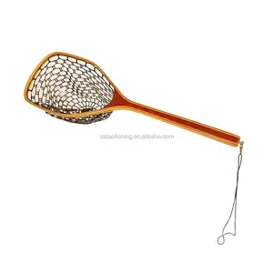 wooden frame long handle landing net, wooden frame long handle