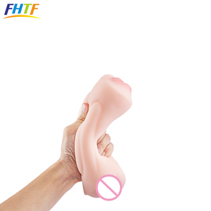 Dual Head Realistic Oral und Pussy Sexspielzeug Soft Rubber Jet Cup Männliche Masturbation Tools
