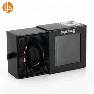Joyero de papel de cajón de cartón rígido negro de lujo personalizado para tobilleras con embalaje interior de satén - Product Image 6
