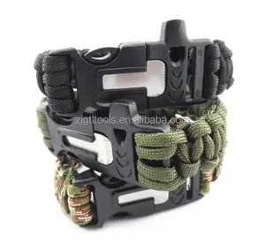 Escalade en plein air Utiliser Survie Bracelet Fermoir Avec Boussole, Bracelet De Paracorde De Survie Avec Allume-feu Boucle