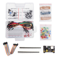 Kit de composants électroniques de base avec résistance de câble de carte mère, condensateur, LED, modules de potentiomètre pour bricolage kit arduino
