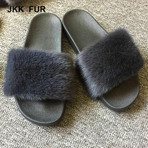 Las mujeres más nuevas de moda fur slides interior personalizado real visón completa zapatillas - Product Image 3