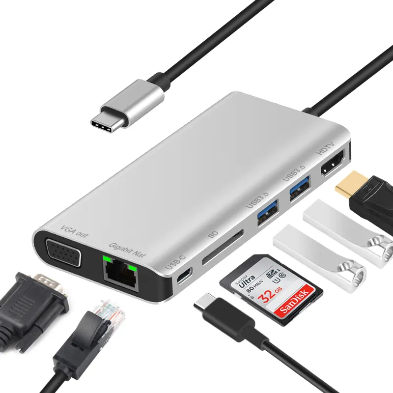 Leitor de cartões 7 em 1, leitor de cartões usb tipo c para mac os/windows/android/linus