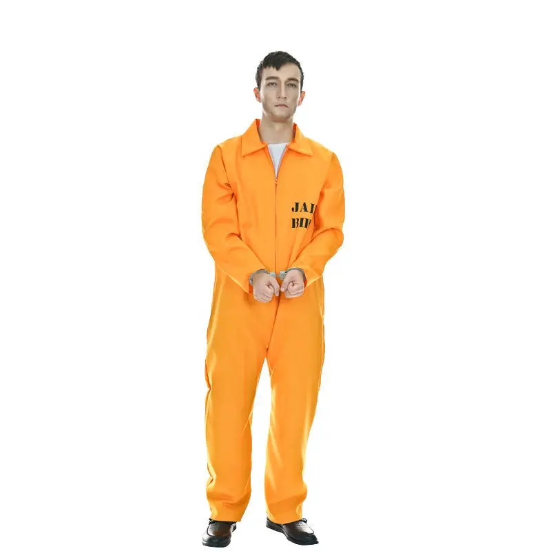 Adultos Clásico Naranja Preso Mono Traje de la prisión preso Fancy Dress Costume