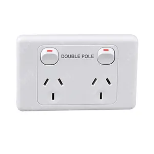 JHEAS318 Electrical 2 gang wall socket 10A Australia New Zealand Fiji PNG double pole SAA Double Powerpoint