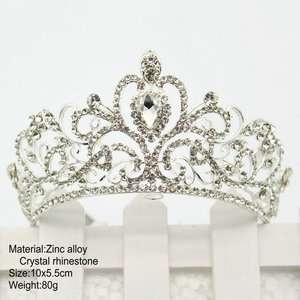 Copricapo da principessa all'ingrosso piccola corona rotonda di strass di cristallo diadema per la festa di nozze di Cake Topper per la <span class=keywords><strong>regina</strong></span> - Product Image 4