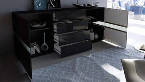 Gỗ Thiết Kế Mới LED Tủ Lưu Trữ 2 Cửa 4 Ngăn Kéo Bên Tủ Withe Bóng Tủ Nội Bộ Đồ Ăn Lưu Trữ Credenza - Product Image 2