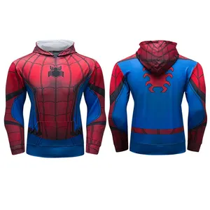 Personalizzato di stampa a sublimazione spider-man felpe felpe con cappuccio sport palestra fitness marvel con cappuccio