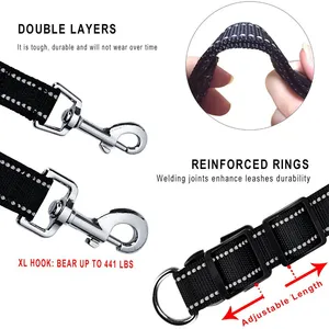 Double layer adjustable heavy duty dog harness soft mesh leash collar with traffic handle supplies