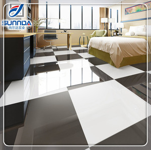 بلاط أرضيات مطبخ من البورسلين الهندي الأسود والأبيض اللامع عالي الجودة بخصم دولي - Product Image 2