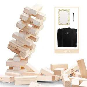 wholesale custom logo wooden stacking giant  blocks wooden tumbling tower for party