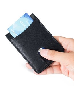 <span class=keywords><strong>Portefeuille</strong></span> en cuir mince pour hommes avec fermeture ouverte RFID Doublure en polyester Poche avant Fenêtre d'identification - Product Image 4
