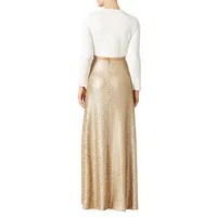Hochwertige New Fashion Style Gold Pailletten Damen kleider Lange Röcke