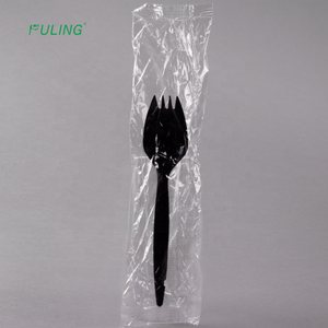 Cubiertos Desechables de Plástico de Grado Alimenticio de 5.5 Pulgadas, Envueltos Individualmente en Plástico PP, Blancos/Negros, con Logotipo Personalizado - Product Image 2