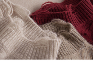 Maglioni Unici in Cashmere 100% Borgogna con Pelliccia per <span class=keywords><strong>Donna</strong></span> - Product Image 6